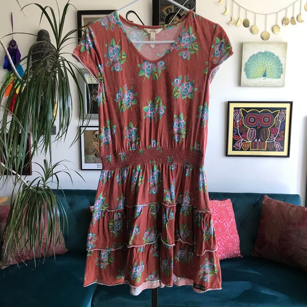 MATILDA JANE size S Looks to Frill Floral Print Smocked Waist Mini Dress